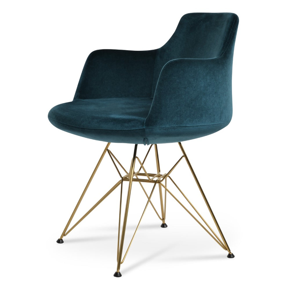 Soho Concept Dervish Tower Armchair: Luxurious Velvet & Nubuck Dining Chair With 10-year Guarantee & Gold Accents Gold,Brass,Green  Soho-concept-dining-chair-02551