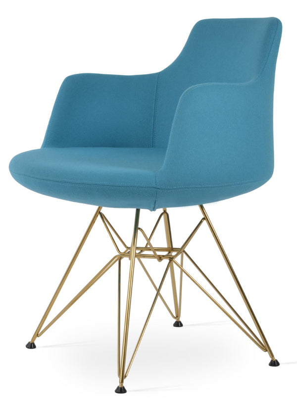 Soho Concept Dervish Tower Armchair - Stylish Wool Fabric Chair With Chrome Base, 10-year Guarantee, Comfortable Design Gold,Turquoise  Soho-concept-dining-chair-02552