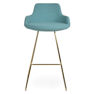 Soho Concept Dervish Wire Barstools & Counterstools - Premium Boucle Fabric & Leather, 10-year Guarantee, Stylish! Gold,Green  Soho-concept-dining-chair-07962
