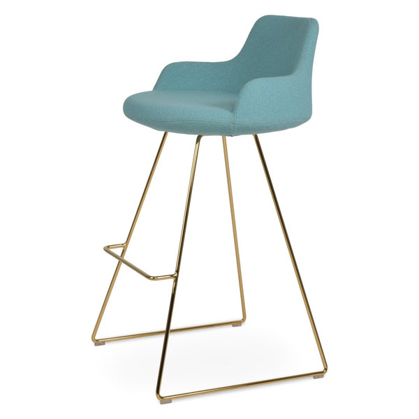 Soho Concept Dervish Wire Barstools & Counterstools - Premium Boucle Fabric & Leather, 10-year Guarantee, Stylish! Gold,Green  Soho-concept-dining-chair-06703