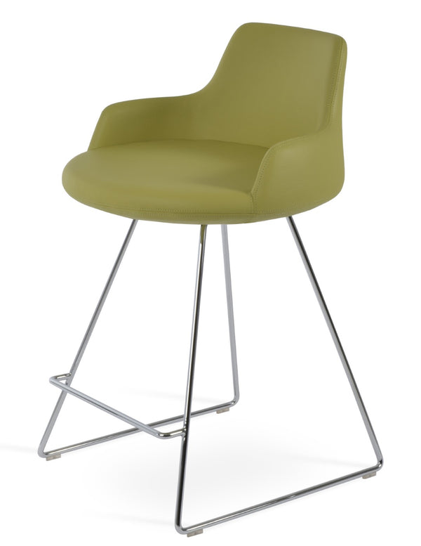 Soho Concept Dervish Wire Barstools & Counterstools - Stylish Ergonomic Design, Durable Leatherette, 2-year Warranty Green  Soho-concept-dining-chair-07973