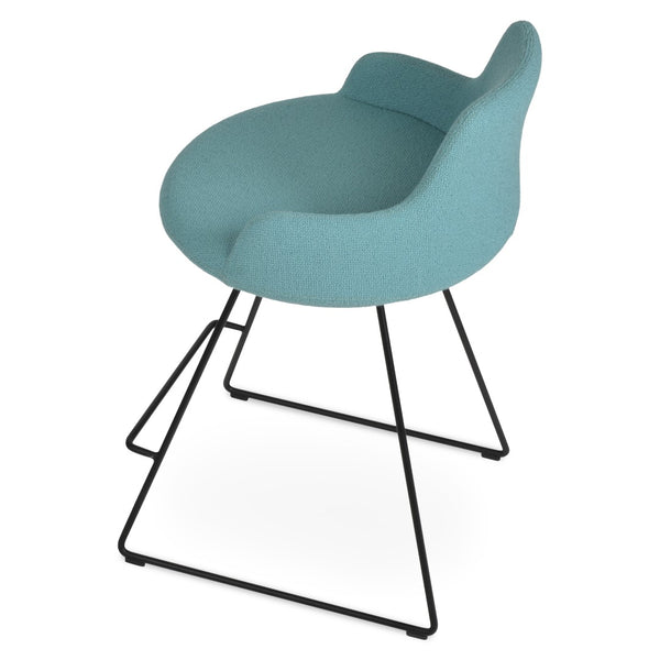Soho Concept Dervish Wire Barstools & Counterstools - Premium Boucle Fabric & Leather, 10-year Guarantee, Stylish! Black,Green  Soho-concept-dining-chair-07974