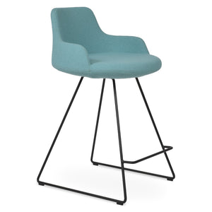 Soho Concept Dervish Wire Barstools & Counterstools - Premium Boucle Fabric & Leather, 10-year Guarantee, Stylish! Black,Green  Soho-concept-dining-chair-06705