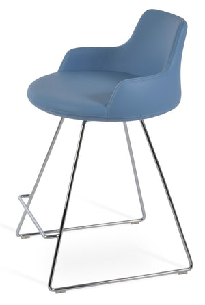 Soho Concept Dervish Wire Barstools & Counterstools - Stylish Ergonomic Design, Durable Leatherette, 2-year Warranty Blue  Soho-concept-dining-chair-07972