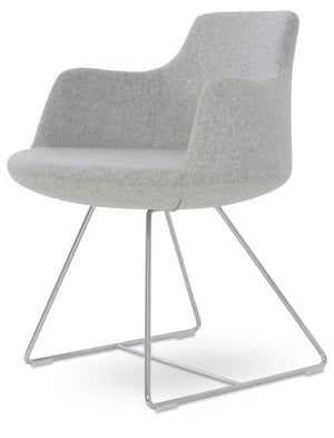 Soho Concept Dervish Wire Armchair In Camira Blazer Wool – Stylish Chrome Base, 10-year Guarantee, Durable Comfort Chrome,Silver  Soho-concept-dining-chair-02566