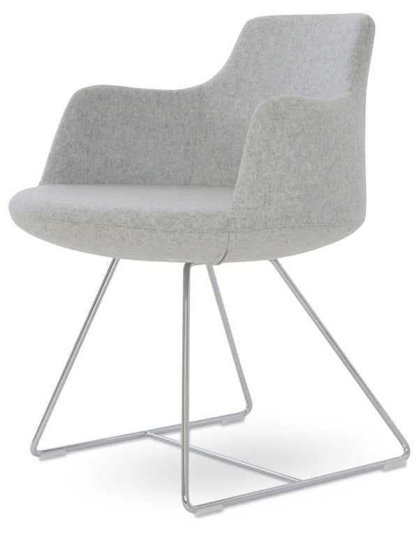 Soho Concept Dervish Wire Armchair In Camira Blazer Wool – Stylish Chrome Base, 10-year Guarantee, Durable Comfort Chrome,Silver  Soho-concept-dining-chair-02566