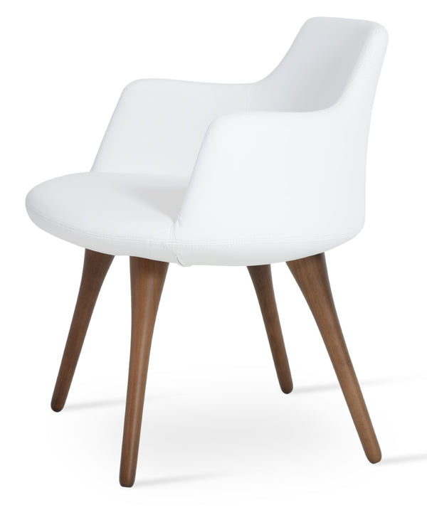 Soho Concept Dervish Wood Dining Armchair - Solid Beech, Soft Leatherette, 2-year Guarantee, Stylish Comfort Walnut,White  Soho-concept-dining-chair-02584