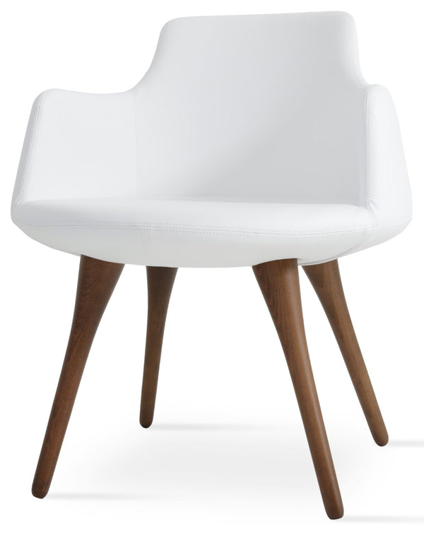 Soho Concept Dervish Wood Dining Armchair - Solid Beech, Soft Leatherette, 2-year Guarantee, Stylish Comfort Walnut,White  Soho-concept-dining-chair-02584