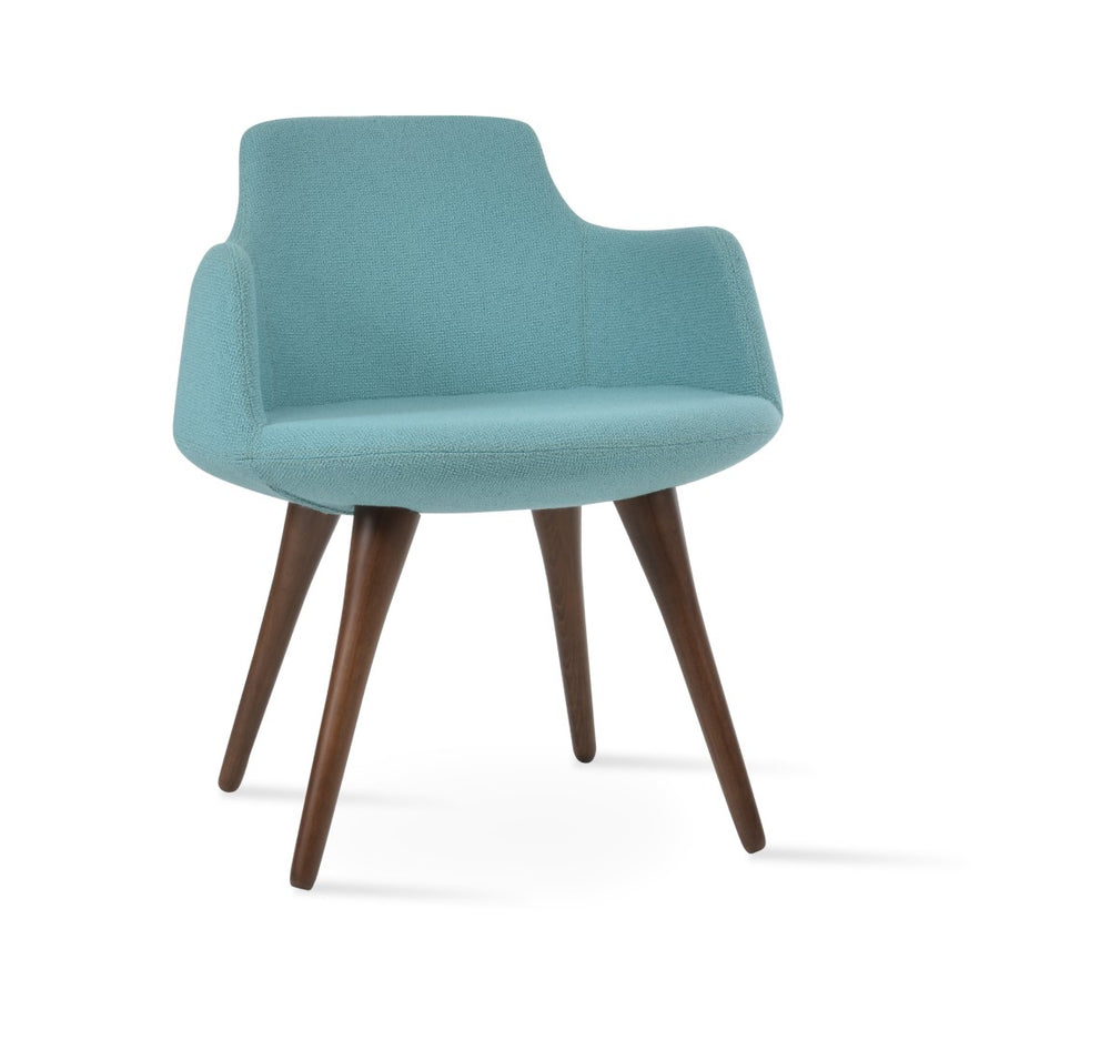Soho Concept Dervish Wood Dining Armchair - Elegant Walnut Frame, Luxurious Boucle Fabric & 10-year Guarantee Walnut,Green  Soho-concept-dining-chair-02572