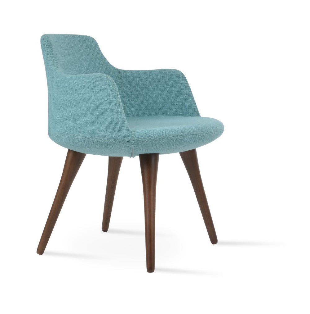 Soho Concept Dervish Wood Dining Armchair - Elegant Walnut Frame, Luxurious Boucle Fabric & 10-year Guarantee Walnut,Green  Soho-concept-dining-chair-02572