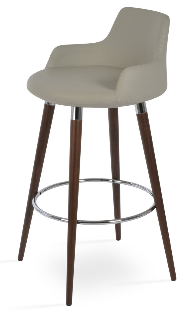 Soho Concept Dervish Barstools & Counterstools - Elegant Walnut Finish, Durable Leatherette, 2-year Guarantee! Walnut,Light Grey  Soho-concept-dining-chair-07976