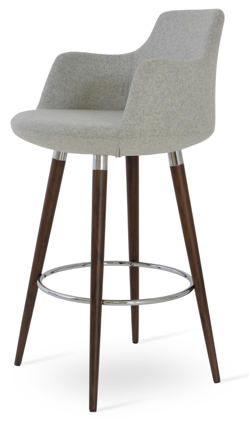 Soho Concept Dervish Barstools & Counterstools - Luxurious Camira Boucle Fabric, Walnut & Chrome, 10-year Guarantee Walnut,Silver  Soho-concept-dining-chair-07977
