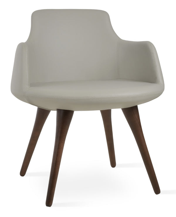 Soho Concept Dervish Wood Dining Armchair - Solid Beech, Soft Leatherette, 2-year Guarantee, Stylish Comfort Walnut,Light Grey  Soho-concept-dining-chair-02574