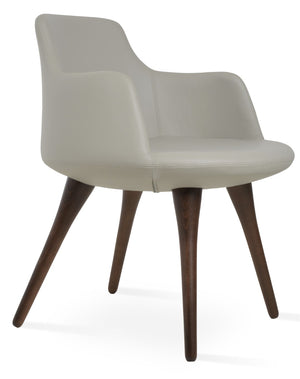 Soho Concept Dervish Wood Dining Armchair - Solid Beech, Soft Leatherette, 2-year Guarantee, Stylish Comfort Walnut,Light Grey  Soho-concept-dining-chair-02574