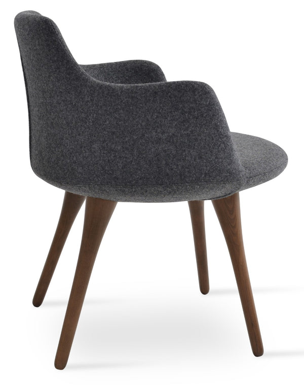 Soho Concept Dervish Wood Dining Armchair In Camira Blazer Wool - Durable, Stylish, 10-year Guarantee, 350 Lb Capacity Walnut,Dark Grey  Soho-concept-dining-chair-02581