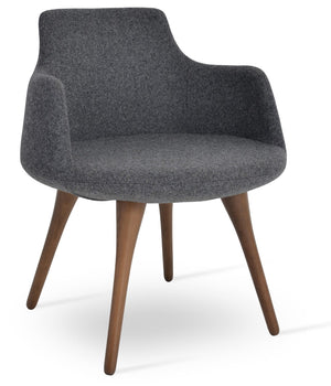 Soho Concept Dervish Wood Dining Armchair In Camira Blazer Wool - Durable, Stylish, 10-year Guarantee, 350 Lb Capacity Walnut,Dark Grey  Soho-concept-dining-chair-02581
