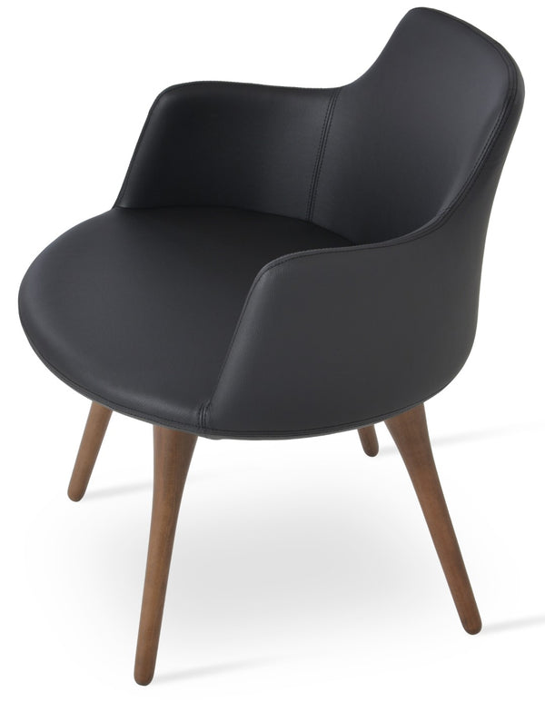 Soho Concept Dervish Wood Dining Armchair - Solid Beech, Soft Leatherette, 2-year Guarantee, Stylish Comfort Walnut,Black  Soho-concept-dining-chair-02578