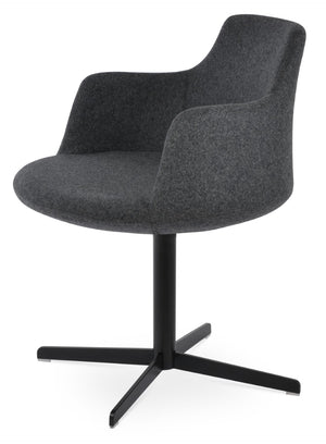 Soho Concept Dervish 4 Star Swivel Armchair - Luxurious Camira Blazer Wool Fabric With 10-year Guarantee, Stylish Design Black,Dark Grey  Soho-concept-dining-chair-02250