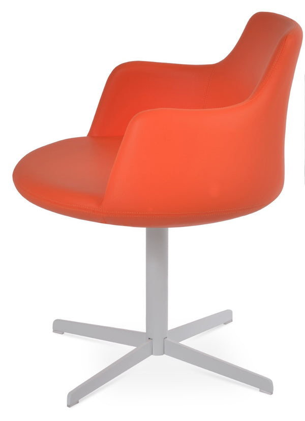 Soho Concept Dervish 4 Star Swivel Armchair - Elegant Leatherette Dining Chair With 2-year Guarantee, Versatile Style White,Orange  Soho-concept-dining-chair-02249