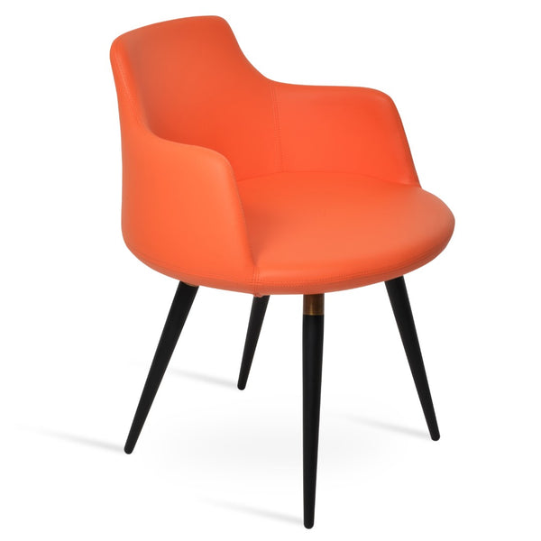 Soho Concept Dervish Ana Armchair Dining Chair - Stylish Leatherette Seat, Metal Legs, 2-year Guarantee & Durable Design Black,Gold,Orange  Soho-concept-dining-chair-02280