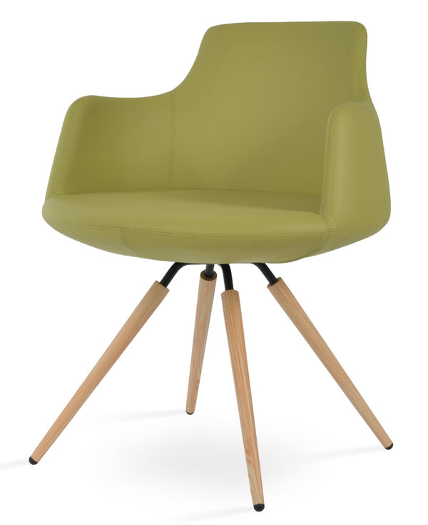 Soho Concept Dervish Carrot Swivel Armchair - Elegant Leatherette Design, 2-year Guarantee, Comfort & Style! Natural,Green Swivel. Solid Metal Top Part Connected To Four Tubular Legs Soho-concept-dining-chair-02294