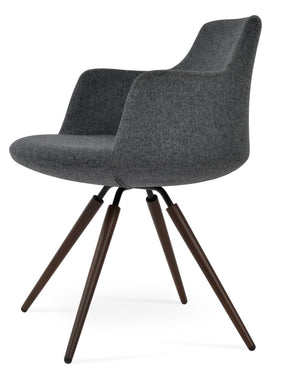 Soho Concept Dervish Carrot Swivel Armchair: Stylish Comfort In Camira Wool Fabric With 10-year Guarantee, Walnut Walnut,Dark Grey Swivel. Solid Metal Top Part Connected To Four Tubular Legs Soho-concept-dining-chair-02293