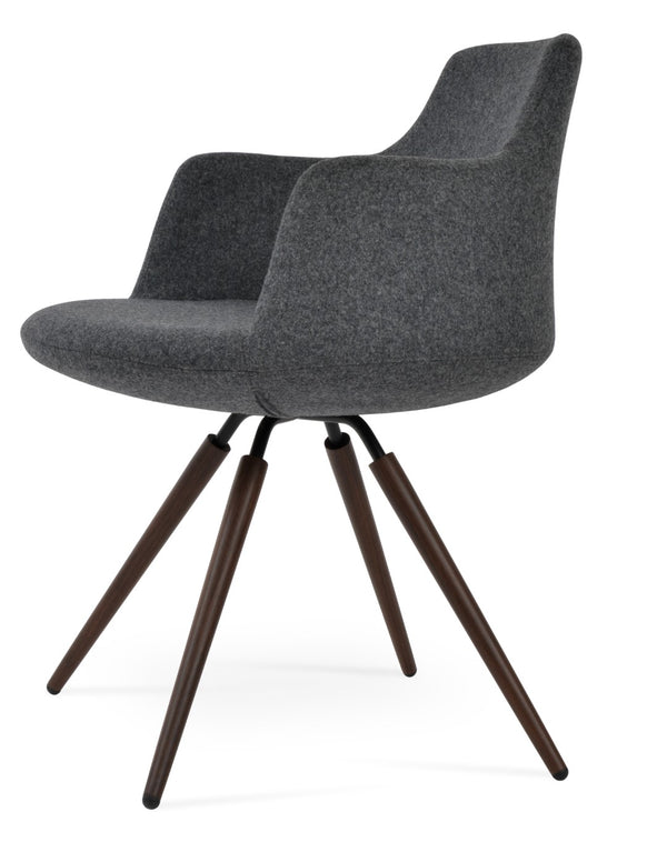 Soho Concept Dervish Carrot Swivel Armchair: Stylish Comfort In Camira Wool Fabric With 10-year Guarantee, Walnut Walnut,Dark Grey Swivel. Solid Metal Top Part Connected To Four Tubular Legs Soho-concept-dining-chair-02293
