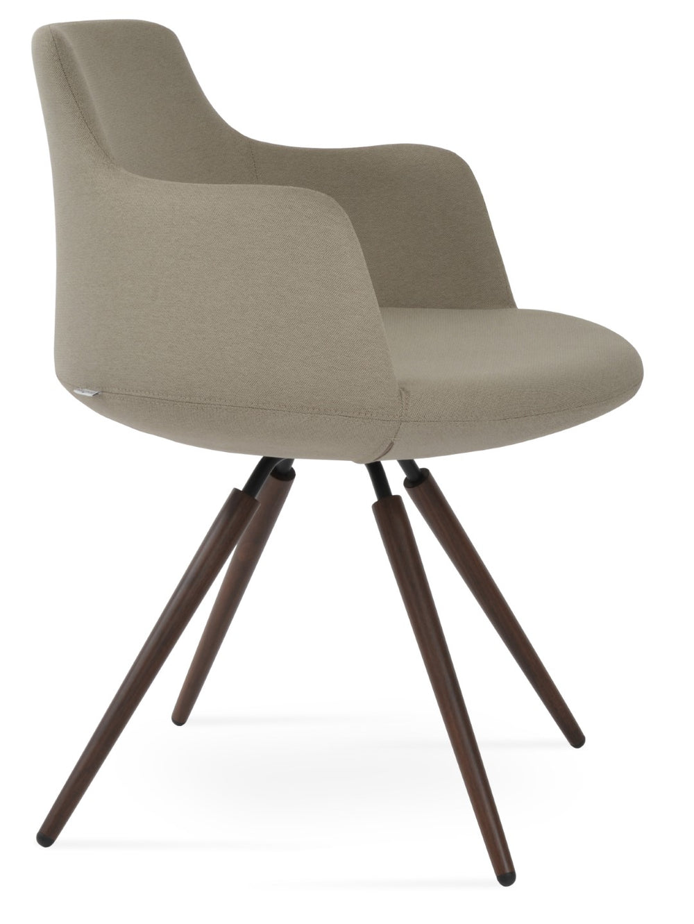 Soho Concept Dervish Carrot Swivel Armchair - Luxurious Upholstery In Boucle, Velvet & Nubuck With 10-year Guarantee Walnut,Turquoise Swivel. Solid Metal Top Part Connected To Four Tubular Legs Soho-concept-dining-chair-02291