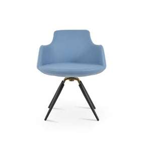 Soho Concept Dervish Carrot Swivel Armchair - Elegant Leatherette Design, 2-year Guarantee, Comfort & Style! Blue,Black,Brass Swivel. Solid Metal Top Part Connected To Four Tubular Legs Soho-concept-dining-chair-02296