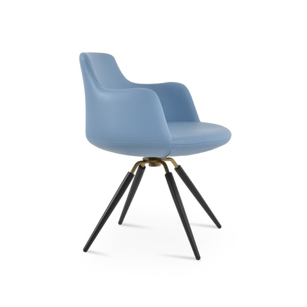 Soho Concept Dervish Carrot Swivel Armchair - Elegant Leatherette Design, 2-year Guarantee, Comfort & Style! Blue,Black,Brass Swivel. Solid Metal Top Part Connected To Four Tubular Legs Soho-concept-dining-chair-02297