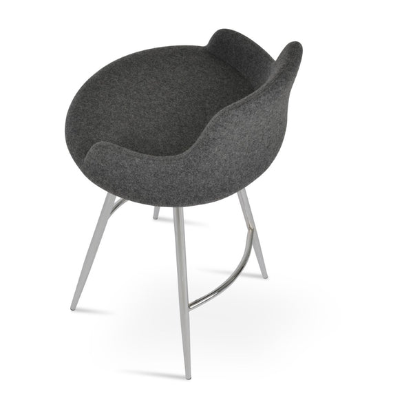 Soho Concept Dervish Galata Barstools & Counterstools - Stylish Camira Blazer Wool, 10-year Guarantee, 350 Lbs Capacity Chrome,Dark Grey Steel Tubular Legs Soho-concept-dining-chair-07790