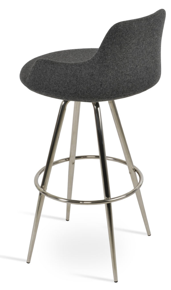 Soho Concept Dervish Max Swivel Barstools & Counterstools - Stylish Camira Blazer Wool, 10-year Guarantee, Dark Grey Dark Grey Steel Tubular Legs Black ,S.Steel ,Walnut Finish Soho-concept-dining-chair-11567