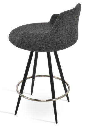 Soho Concept Dervish Max Swivel Barstools & Counterstools - Stylish Camira Blazer Wool, 10-year Guarantee, Dark Grey Dark Grey,Black Steel Tubular Legs Black ,S.Steel ,Walnut Finish Soho-concept-dining-chair-11568
