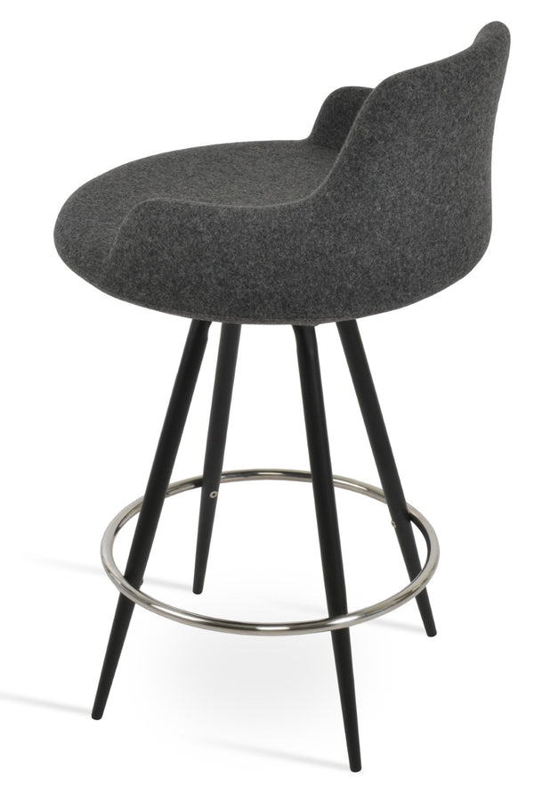 Soho Concept Dervish Max Swivel Barstools & Counterstools - Stylish Camira Blazer Wool, 10-year Guarantee, Dark Grey Dark Grey,Black Steel Tubular Legs Black ,S.Steel ,Walnut Finish Soho-concept-dining-chair-11568