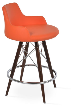 Soho Concept Dervish Mw Counter & Bar Stools - Stylish Leatherette, Memory Swivel, 2-year Guarantee, Durable Design Walnut,Orange  Soho-concept-dining-chair-11571