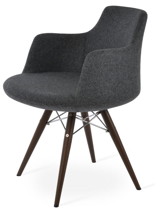 Soho Concept Dervish Mw Dining Armchair - Luxurious Wool Fabric, 10-year Guarantee, Stylish Walnut & Turquoise Design Walnut,Dark Grey  Soho-concept-dining-chair-02388