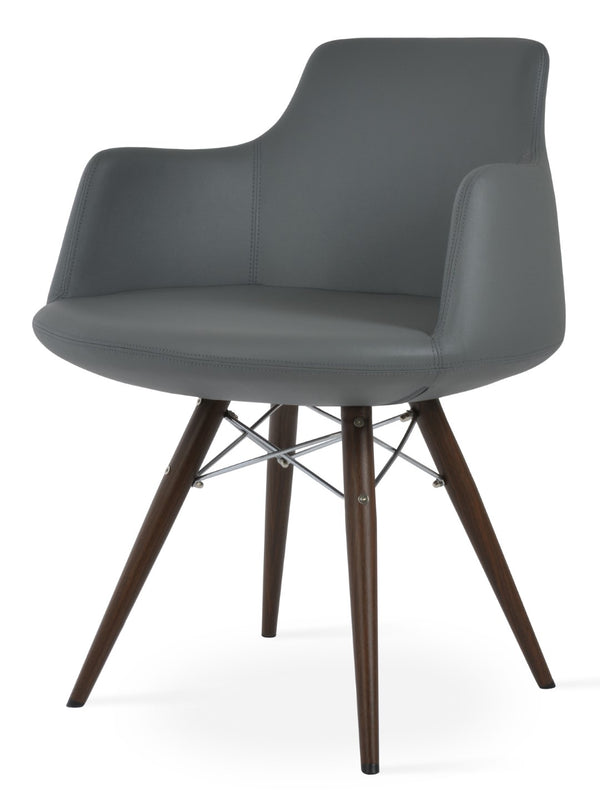 Soho Concept Dervish Elegant Dining Armchair In Soft Green Leatherette - 2-year Guarantee, Modern Comfort! Walnut,Grey  Soho-concept-dining-chair-02386