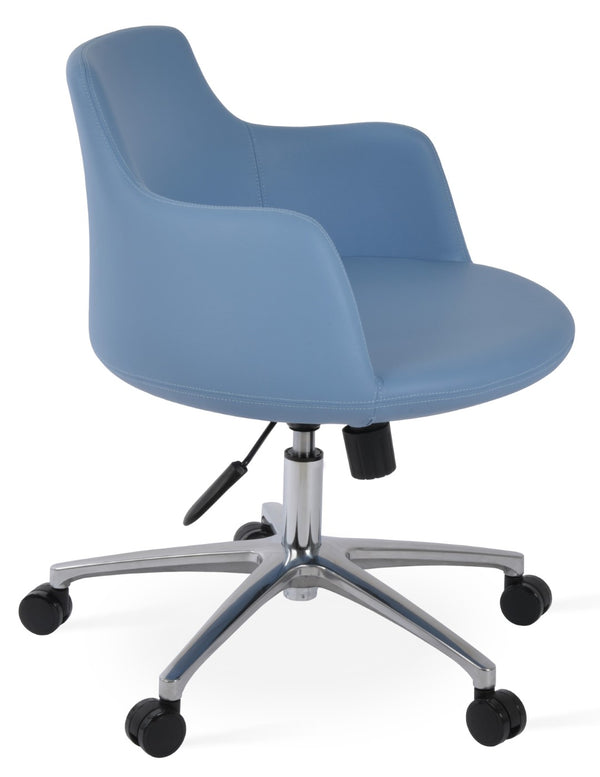 Soho Concept Dervish Arm (Ppm-fr) - Premium Leatherette Design With 2-year Warranty In Soft Black Finish Blue  Soho-concept-dining-chair-11737
