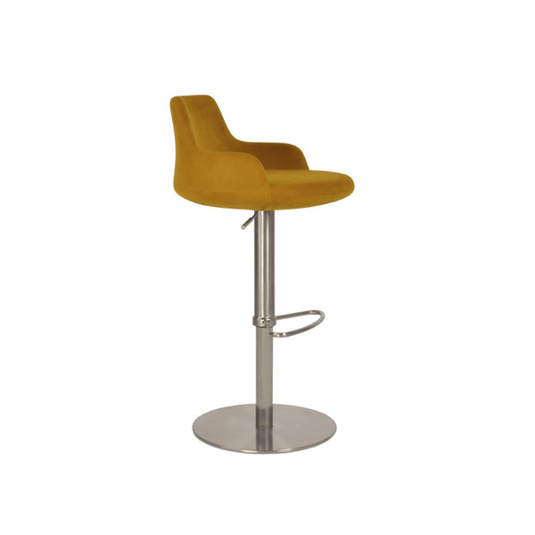Soho Concept Dervish Piston Stool Collection: Luxurious Adjustable Barstools With Durable Fabric & Metal Finishes Brushed Steel Tumeric  Soho-concept-dining-chair-07793