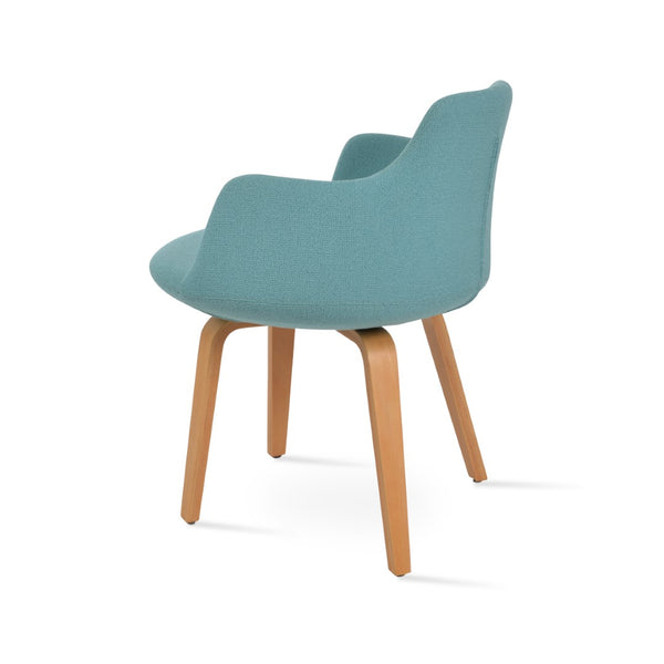 Soho Concept Dervish Plywood Armchair Dining Chair - Stylish Camira Yoredale Boucle Fabric In Natural Green Natural,Green  Soho-concept-dining-chair-02398