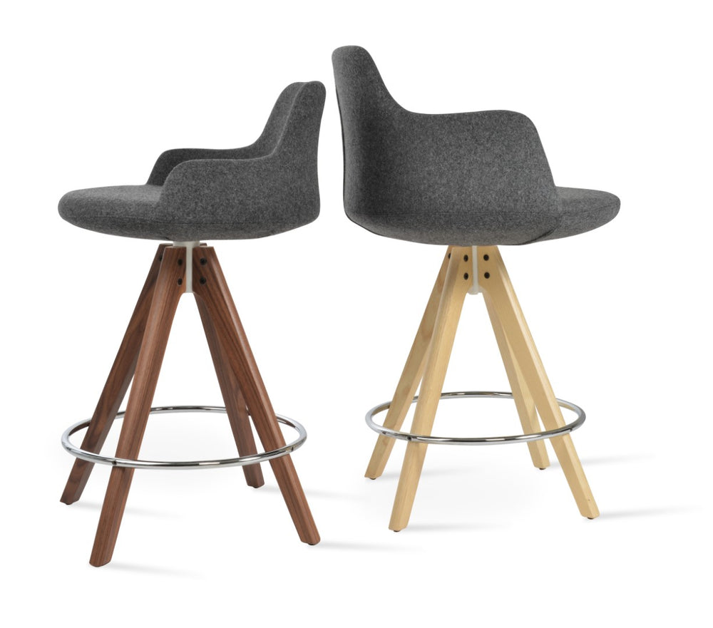 Soho Concept Dervish Pyramid-mw Barstools & Counterstools In Premium Wool Fabric - 10-year Guarantee, Dark Grey Elegance Dark Grey  Soho-concept-dining-chair-11582