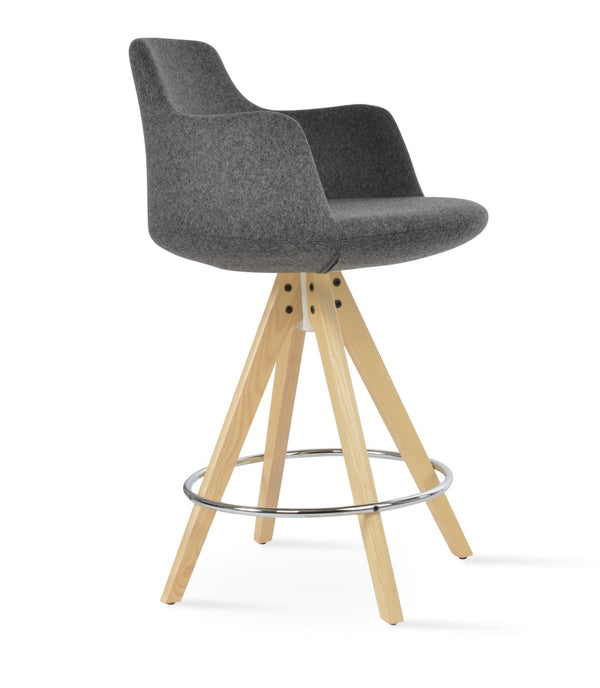 Soho Concept Dervish Pyramid Barstools & Counterstools - Premium Camira Wool, 10-year Guarantee, Stylish Design Ash,Natural,Dark Grey  Soho-concept-dining-chair-07797