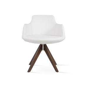 Soho Concept Dervish Pyramid Swivel Dining Armchair - Stylish Leatherette Chair In Soft Natural, Ash, Black Finish Walnut,White  Soho-concept-dining-chair-02418