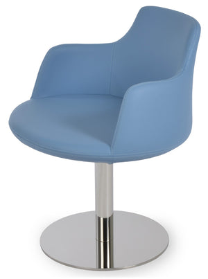Soho Concept Dervish Round Swivel Armchair Dining Chair - Soft Blue Leatherette, 2-year Guarantee, Stylish Comfort Blue  Soho-concept-dining-chair-02424