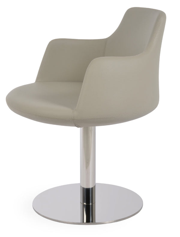Soho Concept Dervish Round Swivel Armchair Dining Chair - Soft Blue Leatherette, 2-year Guarantee, Stylish Comfort Chrome,Light Grey  Soho-concept-dining-chair-02428