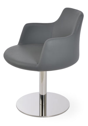Soho Concept Dervish Round Swivel Armchair Dining Chair - Soft Blue Leatherette, 2-year Guarantee, Stylish Comfort Chrome,Grey  Soho-concept-dining-chair-02425