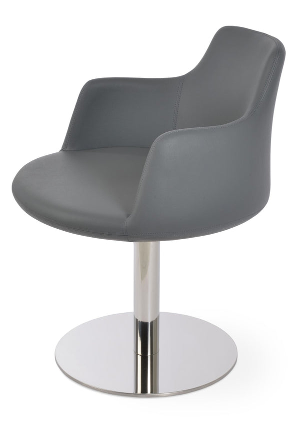 Soho Concept Dervish Round Swivel Armchair Dining Chair - Soft Blue Leatherette, 2-year Guarantee, Stylish Comfort Chrome,Grey  Soho-concept-dining-chair-02425