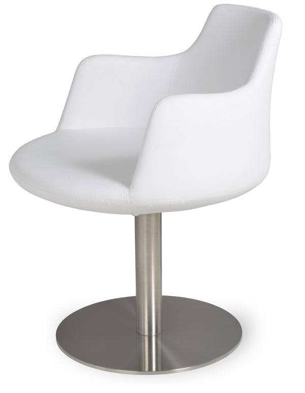 Soho Concept Dervish Round Swivel Armchair Dining Chair - Soft Blue Leatherette, 2-year Guarantee, Stylish Comfort White  Soho-concept-dining-chair-02433
