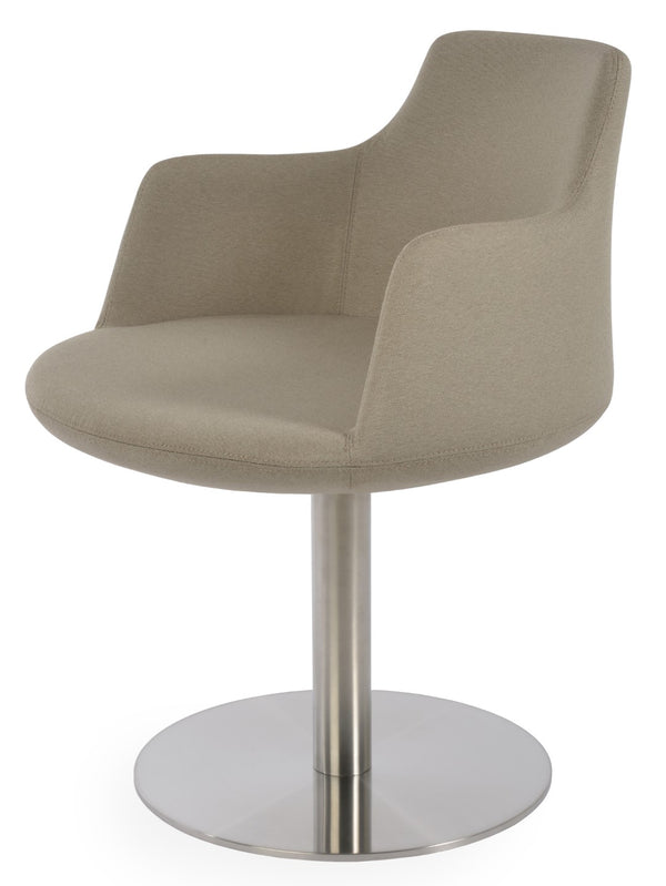 Soho Concept Dervish Round Swivel Armchair Dining Chair - Luxurious Boucle, Velvet & Nubuck Fabrics, 10-year Guarantee Beige  Soho-concept-dining-chair-02434