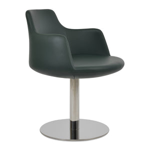Soho Concept Dervish Round Swivel Armchair Dining Chair - Soft Blue Leatherette, 2-year Guarantee, Stylish Comfort Green  Soho-concept-dining-chair-02435